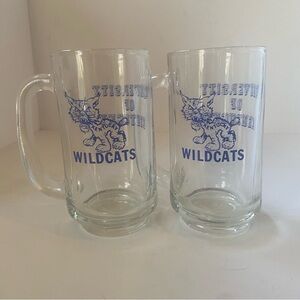 University Wildcats Blue Glass Beer Mugs - Set of 2